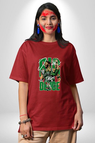 Angemiel Infinite Speed Basketball Shots Red Oversize Women's Men's Pre-Printed T-Shirt