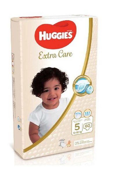 Huggies Extra Care Baby Diapers, Size 5, 12 - 22 kg, 60 Count - Jumbo Pack