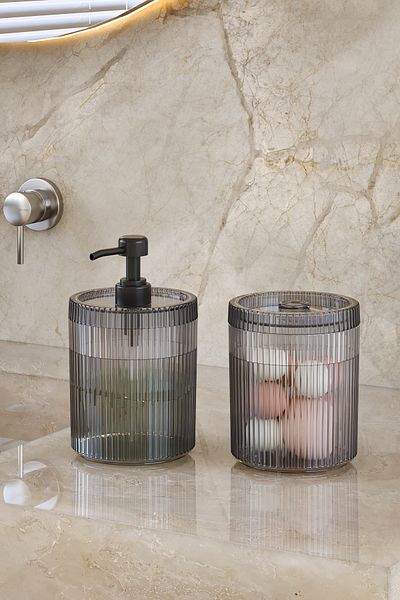 Pufwin Home Διπλό Xl Μεγάλο Μέγεθος 700ml Πάγκος Διανομέας Υγρού Σαπουνιού και Σετ Βαμβακερής Καπνιστής