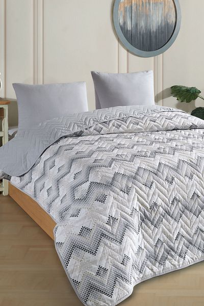 Formeya Doppelt gemustertes, gestepptes, doppelseitiges, buntes Piqué-Tagesdecken-Set, 200 x 230 cm (ohne Laken)