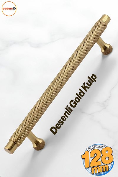 Badem10 Mâner metalic Martin Gold 128 mm Sertar de mobilier Dulap de bucătărie Dulap Mânere moderne pentru uși Model