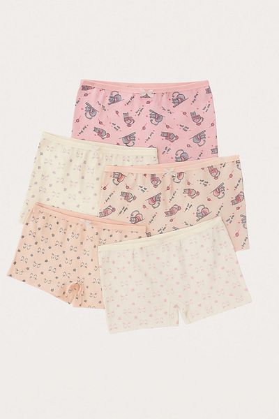 Katia&Bony Girl's Cat Printed 5-Piece Boxers