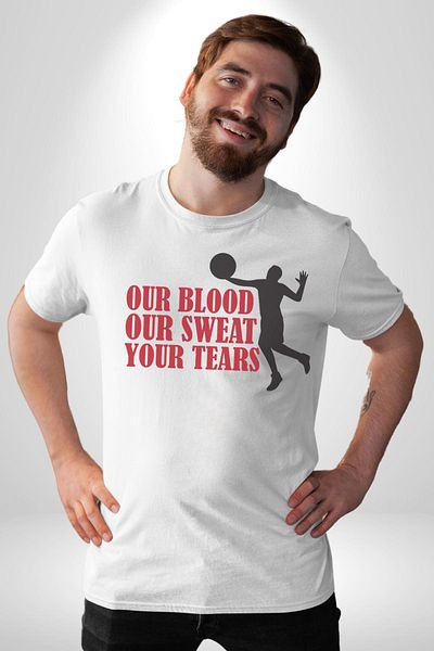 Angemiel Sports and Fighting Blood, Sweat, Tears White Oversize Women's Men's Front Printed T-Shirt
