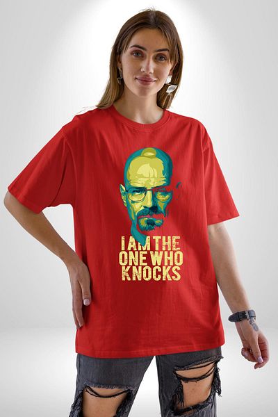 Angemiel Breaking Bad Walter White Magic Red Oversize Women's Men's Front Printed T-Shirt