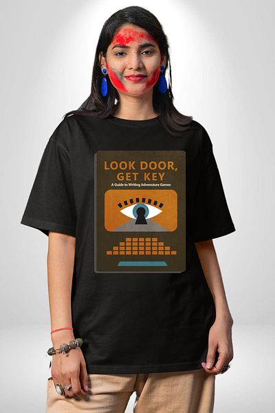 Angemiel Look Door, Get Key Adventure Games Writing Guide Black Oversize Women Men Front Printed T-Shirt