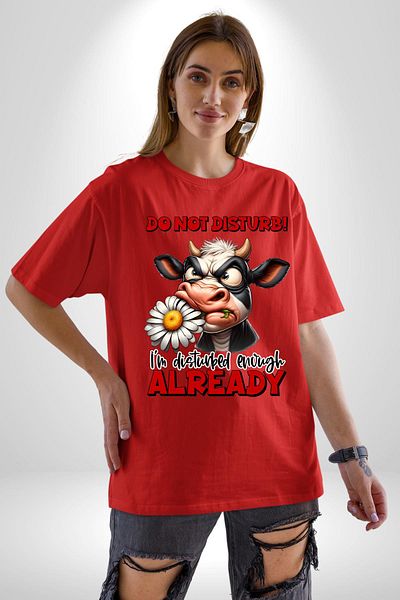 Angemiel Don'T Worry, I'M Already Too Anxious Funny Red Oversize Women Men Front Printed T-Shirt