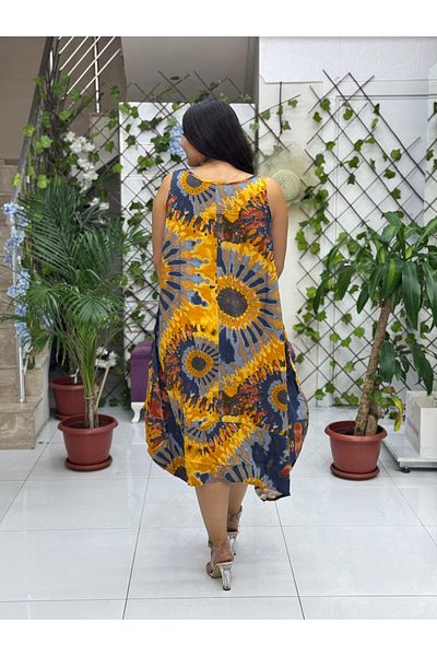 Punta Otantik Bd13303 Viscose Sleeveless Basement Tie-Dye Dress