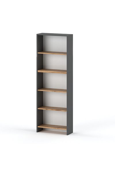 Meble Regał Na Książki Biurowy Szary Dąb Wotan 60CM 5 Półek Regał Na Zabawki Loft