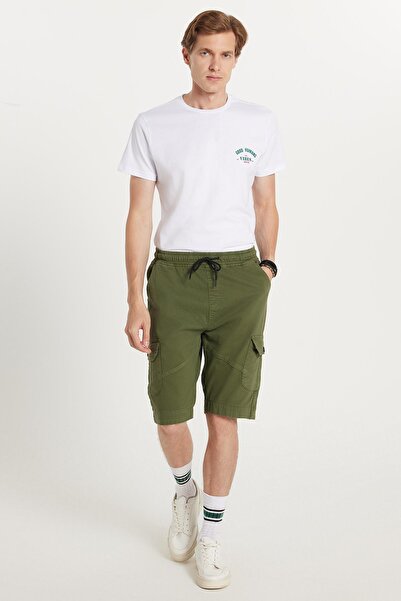 Tudors Ανδρικό σορτς Relax Fit Άνετο 100% βαμβακερό Cargo Pocket Khaki Capri