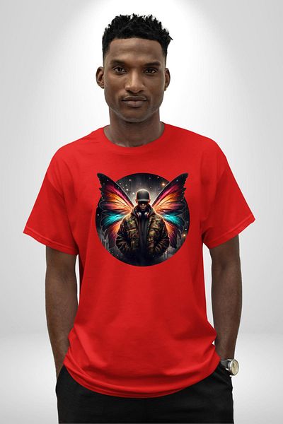 Angemiel Daily Camouflage Patterned Agent Men's Red Oversize Women's Men's Front Printed T-Shirt