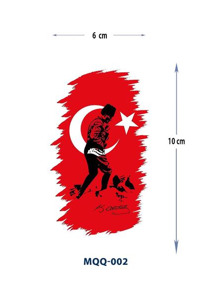 Attach MQQ-002 TÜRK BAYRAGI VE ATATÜRK DESEN GEÇİCİ DÖVME-TATTO