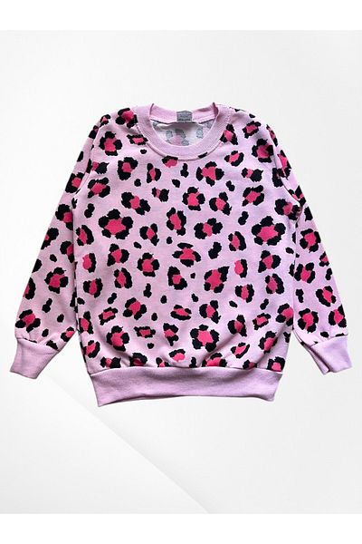 Pajama Shop Girls' Cotton Fabric Hooded Pink Leopard Patterned Long Sleeve Winter Pajama Set