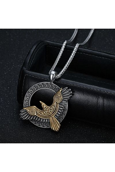 Viking Nordic Mythology Eagle Design Tarnish Free Stainless 316L Steel Necklace