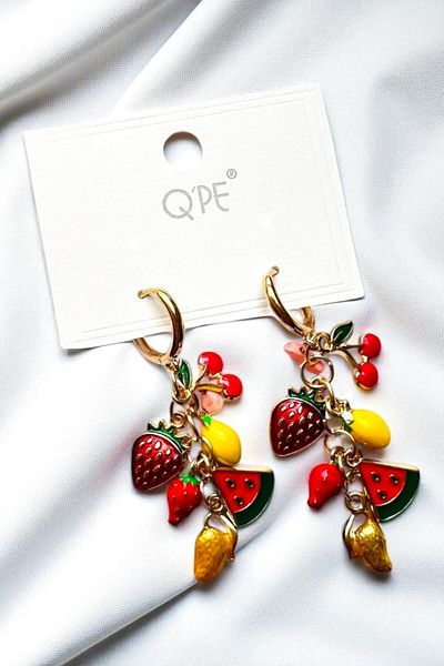 PETEK AKSESUAR Sallantili Fruit Cherry Lemon Strawberry Watermelon Earrings