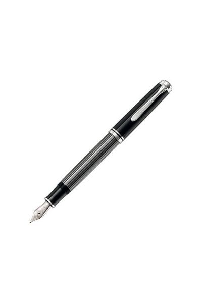Pelikan Souveran M805 Stresemann EF Fountain Pen, Metal, 18k Gold Nib, Palladium Trim, Black/Stripes