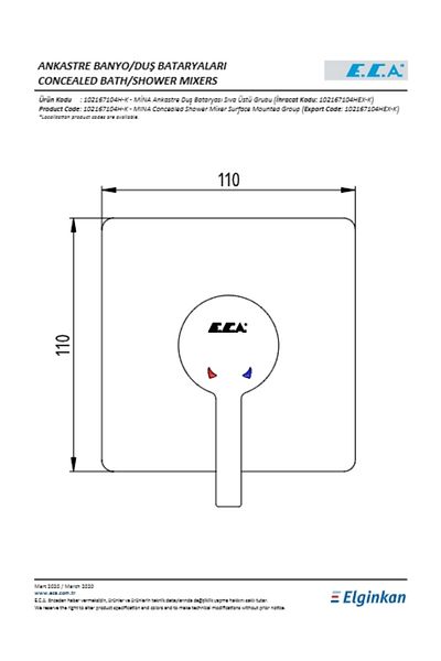 Eca Mina Concealed Shower Faucet Surface Mounted