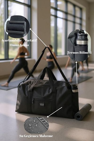 KAFFAA Unisex Long Strap Thermos Compartment Can Be Used by Women and Men Travel Fitness and Sports Bag