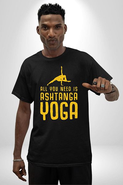 Angemiel Ashtanga Yoga Simplicity and Strength Black Oversize Women Men Front Printed T-Shirt