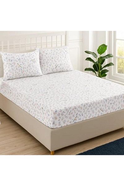 Sinada Home Bird and Flower Patterned Elastic Sheet Set