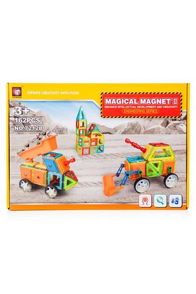 Glow Goods Set 162 magnetic colored pieces, car model, various shapes for children over 3 years