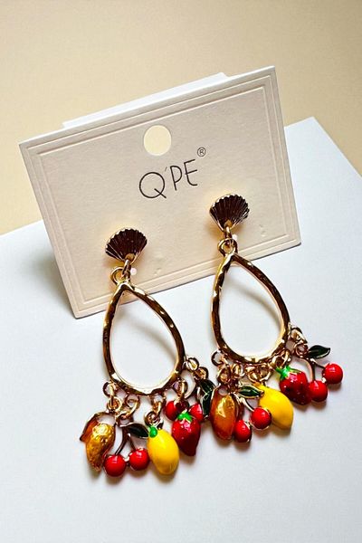 PETEK AKSESUAR Sallantili Fruit Cherry Lemon Strawberry Watermelon Earrings