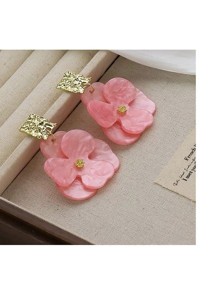 mos&more French Style Gold Pink Steel Stud Earrings