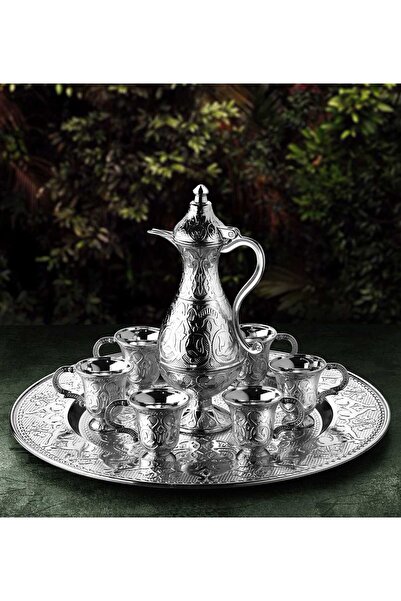Alisveristime Otantik Desenli Şık Zemzem Takımı (6 Bardak + Sürahi + Tepsi)