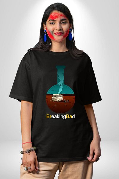 Angemiel Breaking Bad Chemistry Flask Black Oversize Women's Men's Front Printed T-Shirt