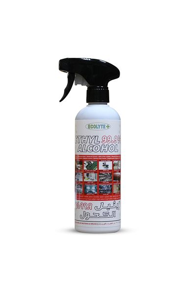ECOLYTE+ Ethyl Alcohol 99.9% Solution Liquid, Antiseptic Advanced Formula For multipurpose Germs - 500 ml