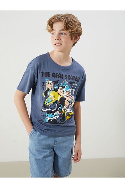 LC Waikiki Tricou pentru băiat cu mânecă scurtă cu imprimeu nostalgic cu maimuță de sezon nou -
