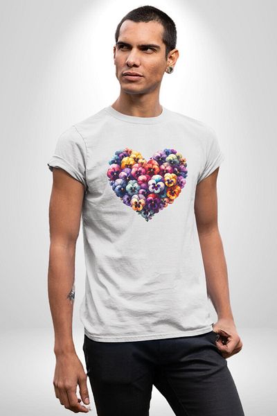 Angemiel تي شيرت Violet Blue Violet Love أبيض كبير الحجم للنساء والرجال مطبوع من الأمام