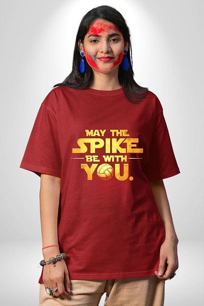 Angemiel Dunk Power Volleyball Space Wars Red Oversize Women Men Front Printed T-Shirt