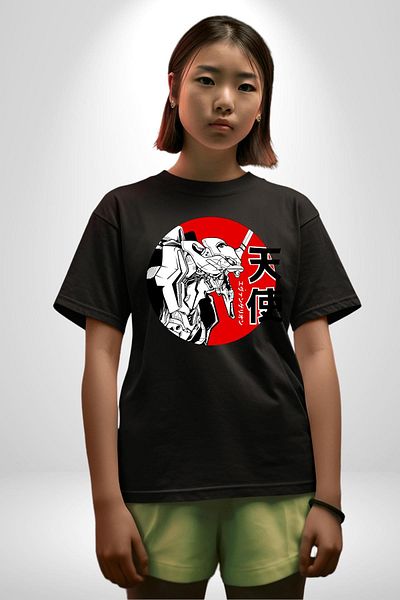 Angemiel Neon Genesis Evangelion Angel Anime Black Oversize Women Men Front Printed T-Shirt