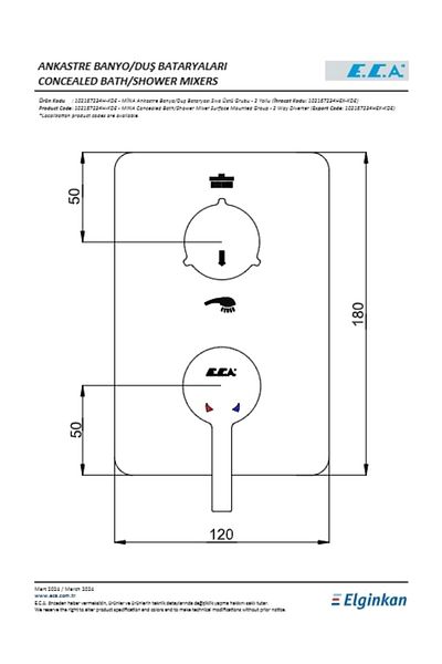 Eca Mina Concealed Bathroom Faucet Surface Mounted 2 Way