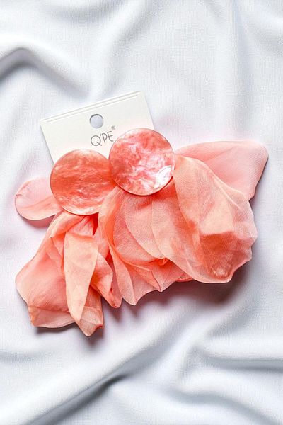 PETEK AKSESUAR Tulle Acrylic Button Earring