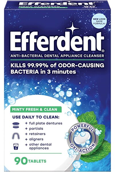 efferdent Plus Mint Anti-Bacterial Denture Cleanser | 90 Tablets