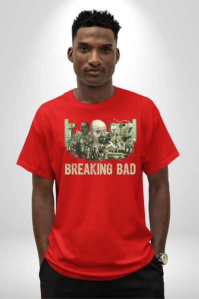 Angemiel Breaking Bad Style Chemistry and Crime Story Red Oversize Women Men Front Printed T-Shirt