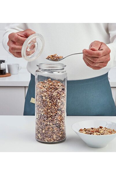 TEZPAZAR Vardagen Kurabiye Kuruyemiş Kavanozu Yükseklik 29 Cm Cam Kapaklı Kav...