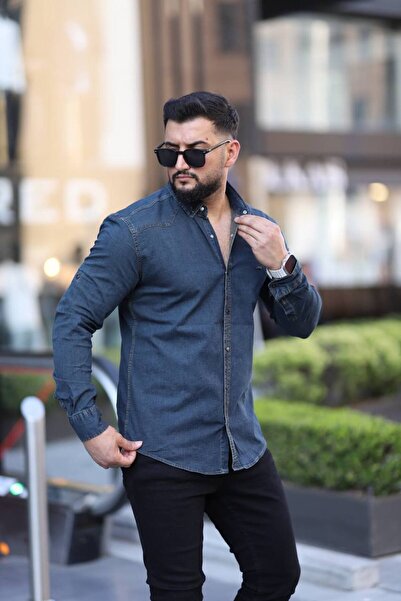 Klothy Ανδρικό μακρυμάνικο τζιν πουκάμισο 2177