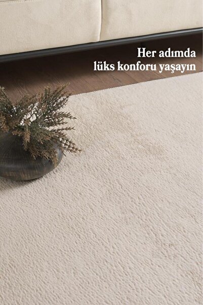 Red Halı Kolay Temizlenebilir Yıkanabilir Krem Tavşan Tüyü Halı Salon Oturma Odası Yolluk Mutfak Halısı