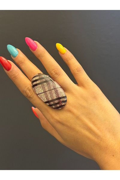Gönülden Tasarım Plaid Patterned Bone Women's Ring