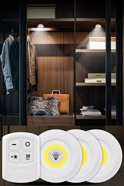 Munico Akıllı Uzaktan Kumandalı 3'lü Spot Lamba Masa Raf Gardrop Gece Romanti...