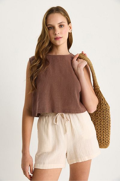 Bianco Lucci Women's Sleeveless Linen Blouse 3419-1 60282023