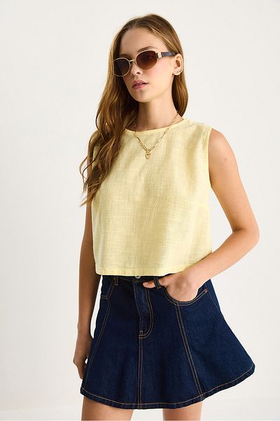 Bianco Lucci Women's Sleeveless Linen Blouse 3419-1 60282023