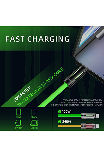 piva Beva FC-03 100W Type-C Lighting Cable Supports Android, iPhone 15/16, iPad C, Ideal for Gaming, 1.5m