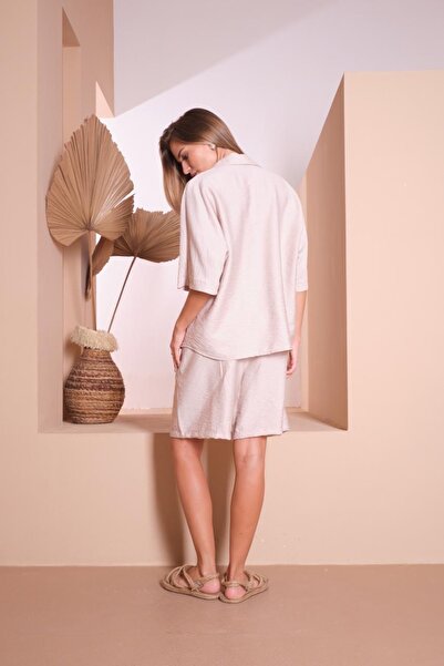 Su Moda Women Shorts Shirt Suit Linen Casual Fit