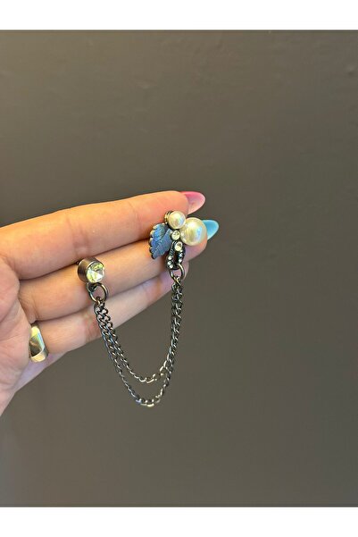 Gönülden Tasarım İNCİLİ YAPRAKLI ÇELİK YAKA İĞNESİ GÖMLEK AKSESUARI 10 CM