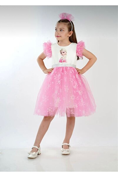 Butik ELSA KARLAR KRALİÇESİ TAÇLI DOĞUM GÜNÜ PARTİ VE DÜĞÜN KIZ ÇOCUK ABİYE ELBİSE