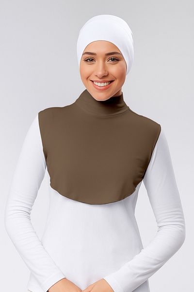 Mesa Charm Half Turtleneck Plain Hijab Combed Cotton Neck Collar Chocolate