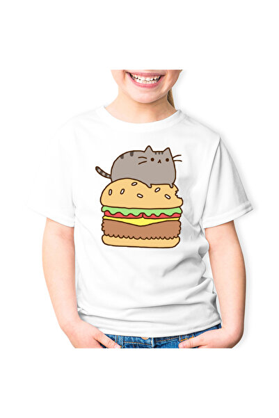 OEM Tricou copii Pusheen Cat Hamburger Pisica Miorlaila Miau